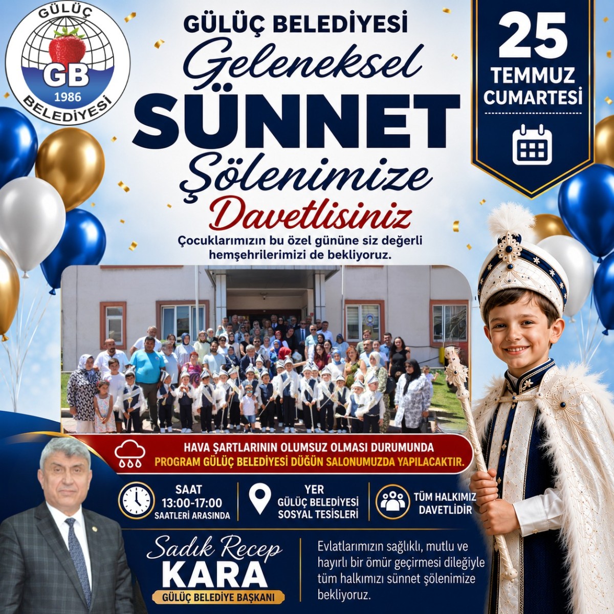 Gülüç Belediyesi'nden Geleneksel Sünnet Şöleni'ne davet