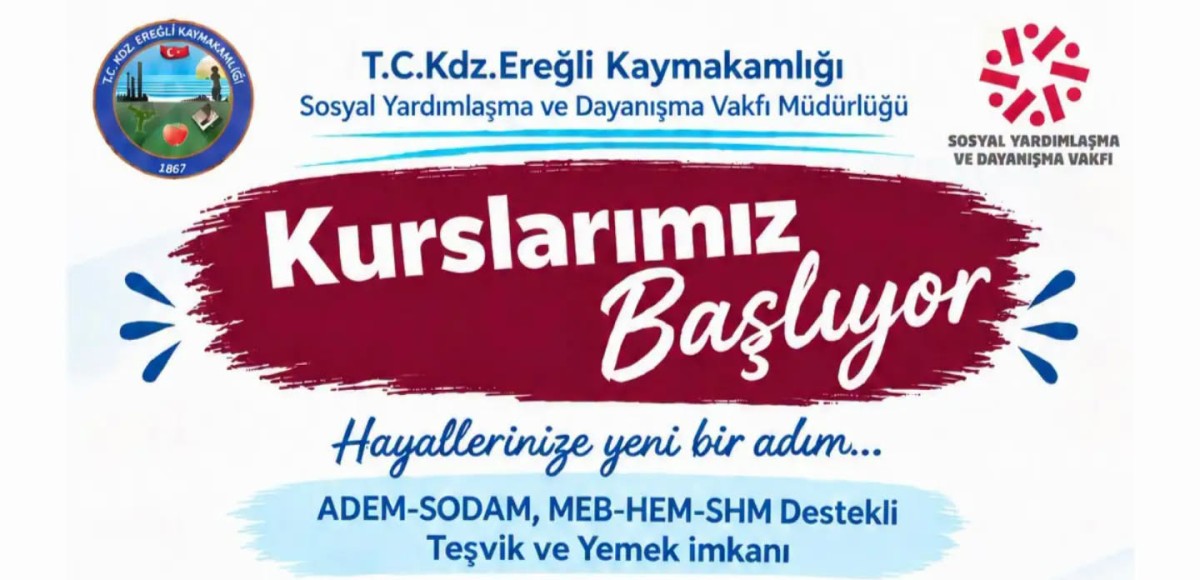 Kdz. Ereğli’de yeni kurslar başlıyor: 15 Farklı alanda eğitim imkânı