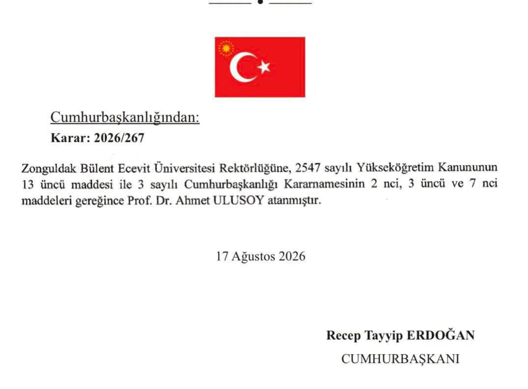 Zonguldak Bülent Ecevit Üniversitesi Rektörlüğüne Prof. Dr. Ahmet Ulusoy atandı